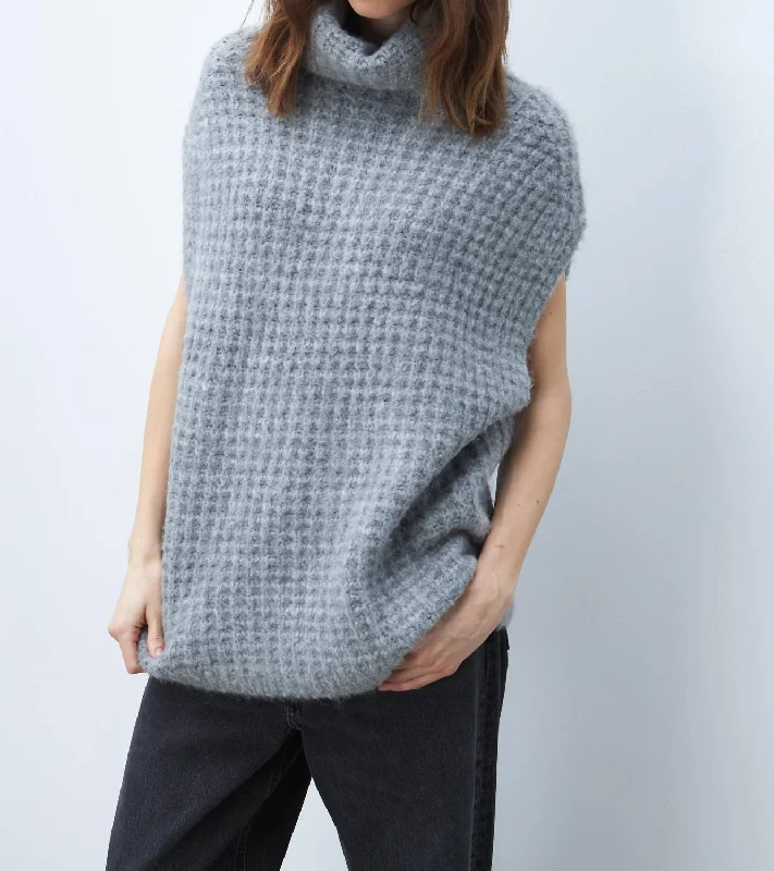 Solange Sweater In Grey Owl Solid Print Embellished