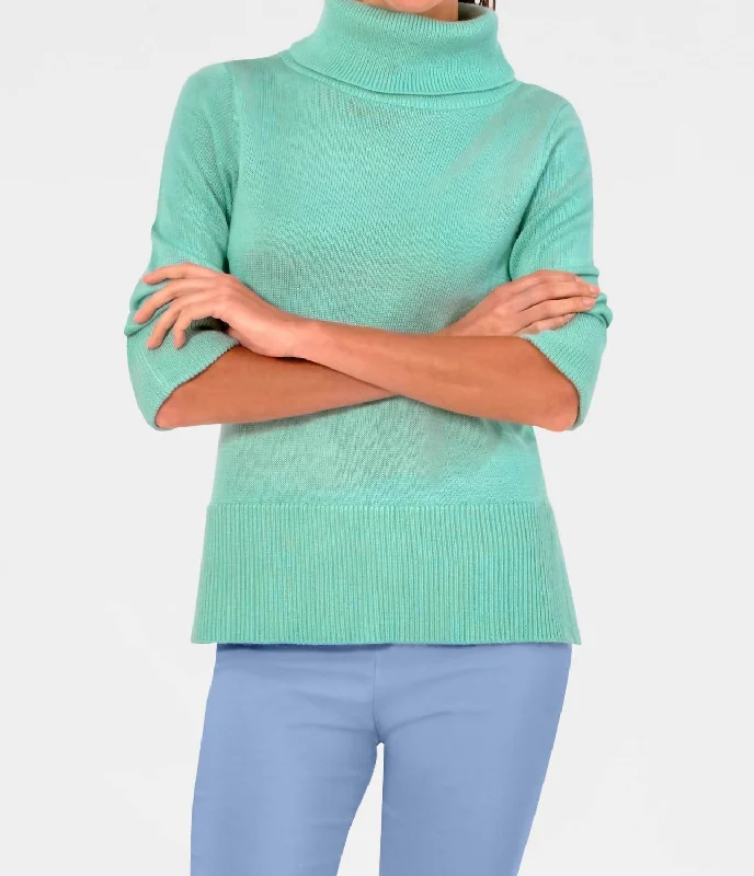 Sorbet Sweater In Seafoam Striped Floral Plaid