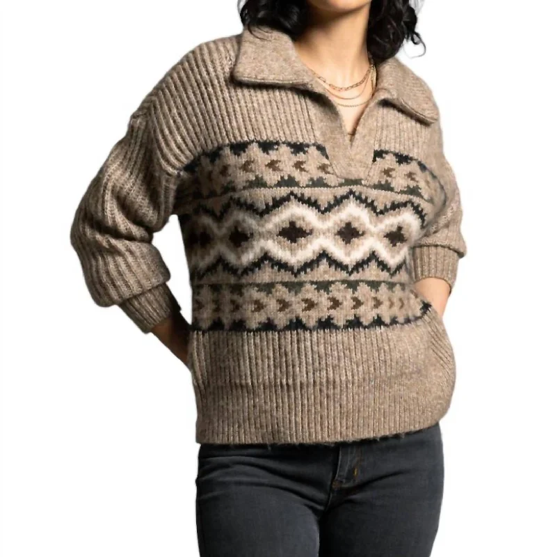 Spencer Pullover Sweater In Barley Aztec Sweater Knitwear Pullover