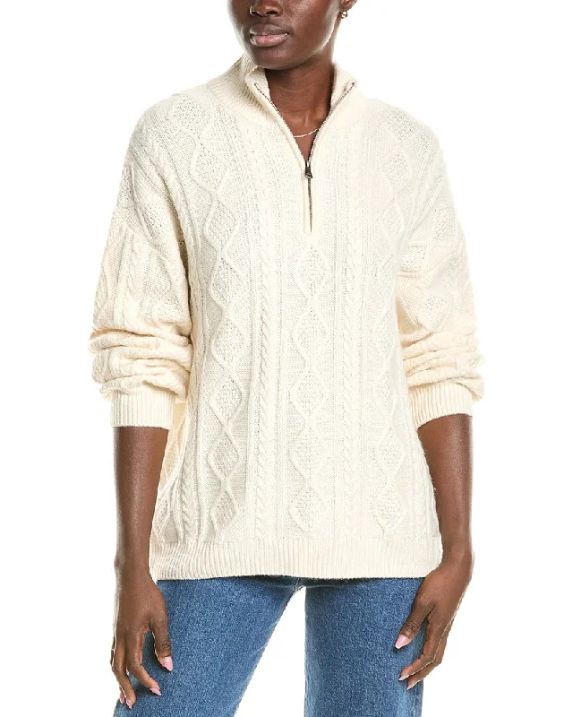 Splendid Dakota Cable 1/2-Zip Wool-Blend Sweater Iron Safe Non-Iron Wrinkle Free