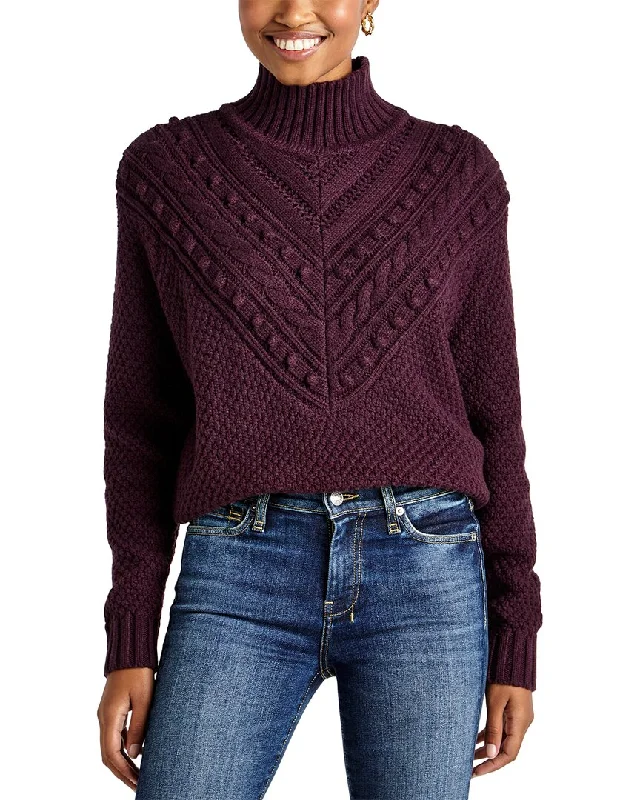 Splendid Maggie Turtleneck Wool-Blend Sweater Fitted Slim Tailored