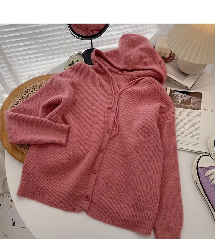 Sweater women's lazy style solid color loose hooded coat  5927 Velvet Chenille Corduroy