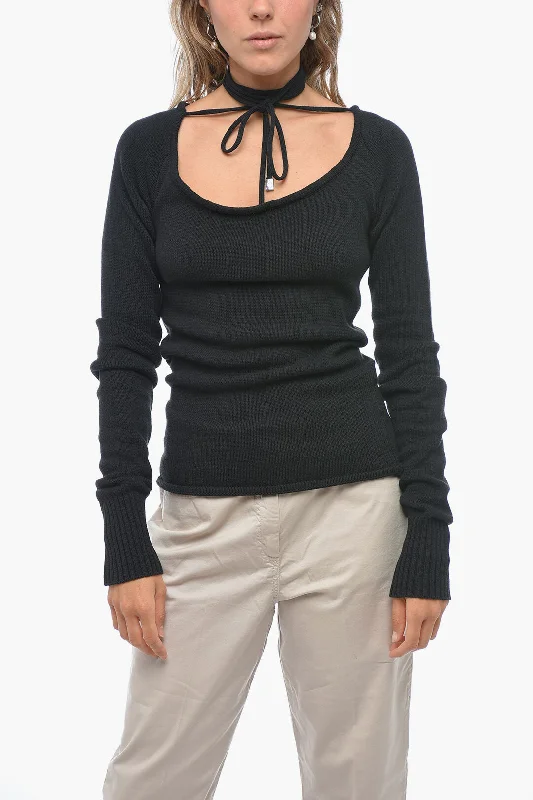 The Attico Deep-neckline HEATHER Sweater Boxy Sweater Fitted Sweater A-Line