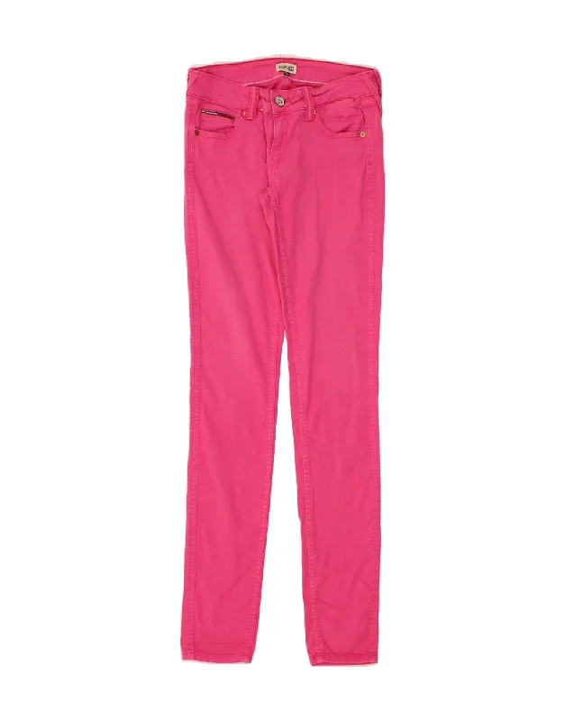 TOMMY HILFIGER Womens Skinny Jeans W26 L32 Pink Cozy Wide-Legged Jeans