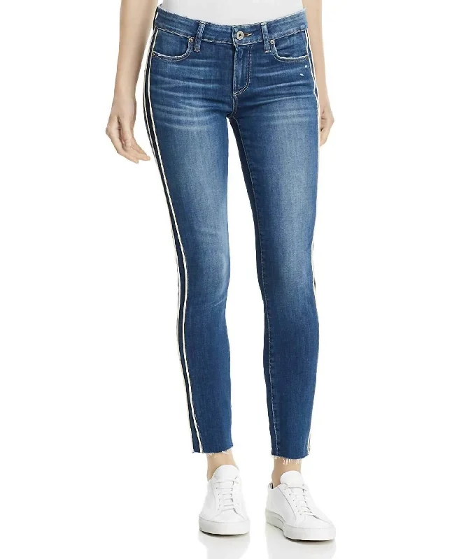 Verdugo Ankle Piping Raw Hem Jean In Indigo/cream Classic Blue Denim Jeans