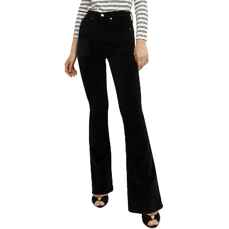 Veronica Beard Womens Velvet Bell Bottoms Flared Jeans Cozy Relaxed Fit Denim Jeans