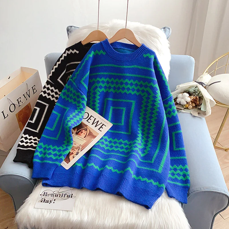 Vintage lazy sweater new sweater  5124 Collared Crew Neck Turtle Neck