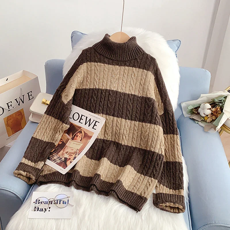 Vintage striped sweater women's sweater top  5123 Denim Fabric Leather Fabric Suede Fabric