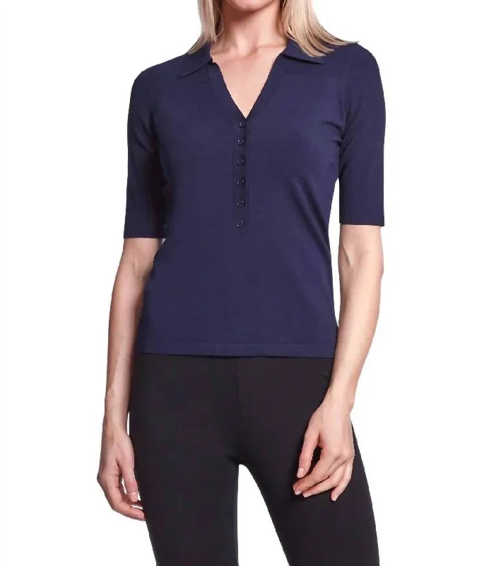 Webb Sweater In Navy Fitted Slim Tailored