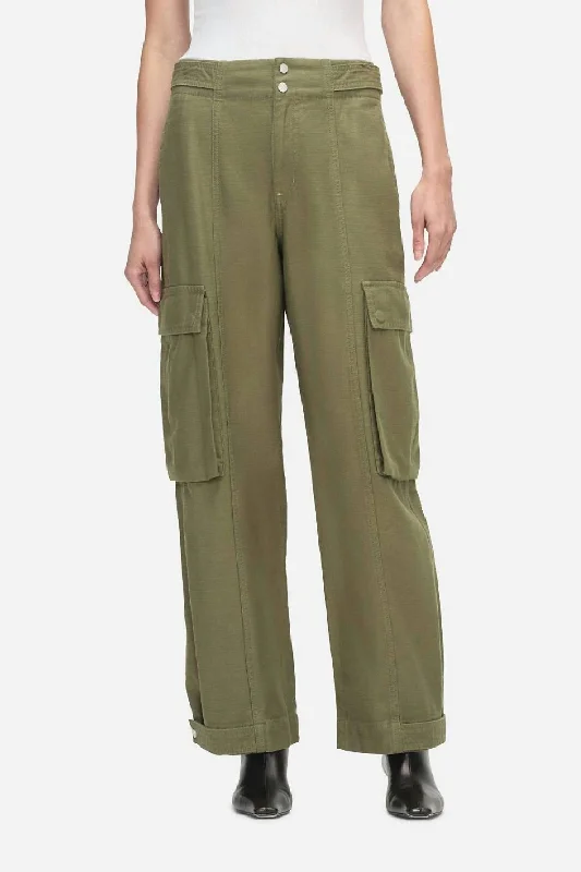 Wide Leg Cargo Jeans In Poblano Fashionable Raw Hem Bootcut Jeans