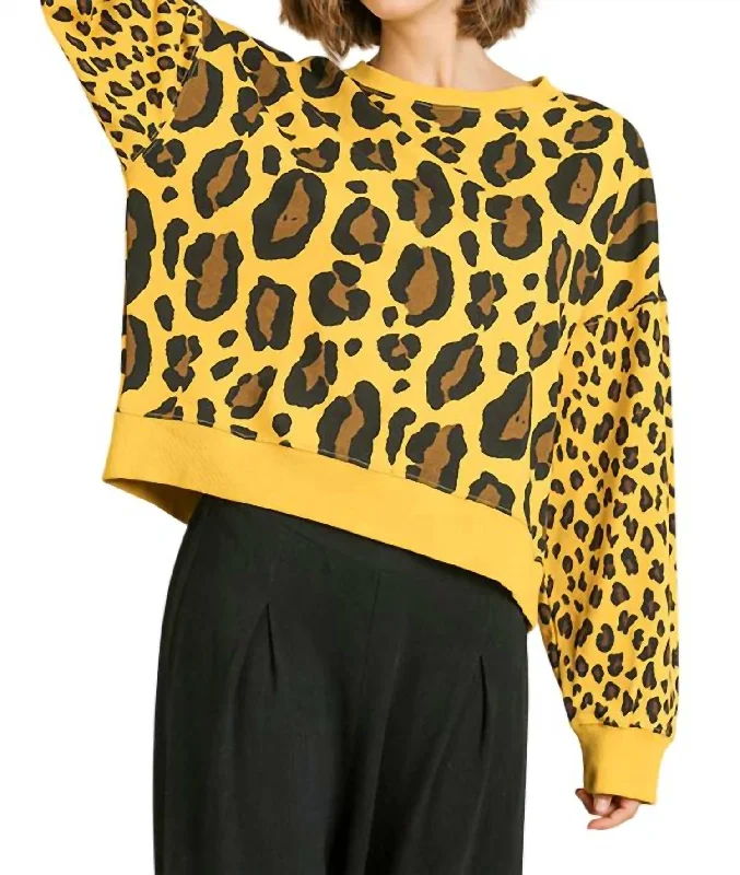 Wild Leopard Sweater In Yellow Mix Chenille Brocade Lace