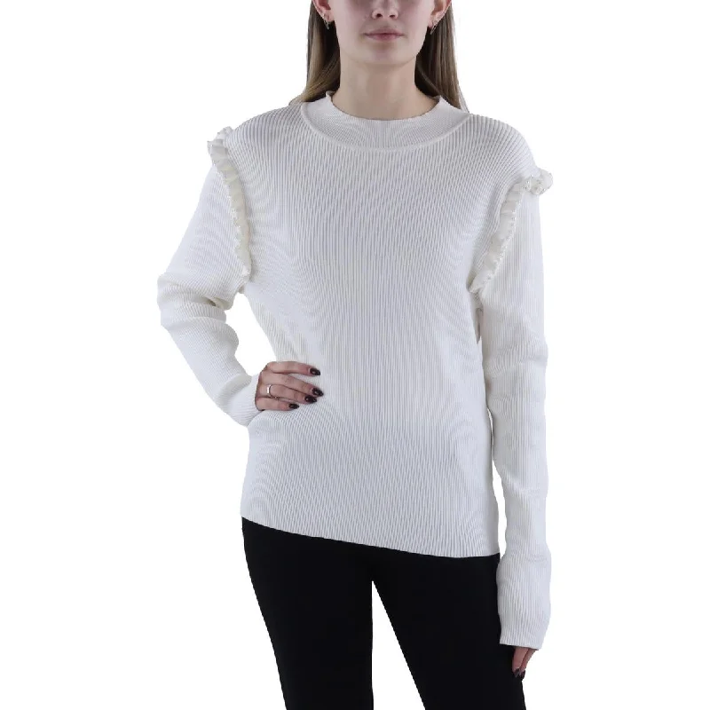 Womens Embellished Mock Neck Pullover Sweater Elegant Classic Vintage