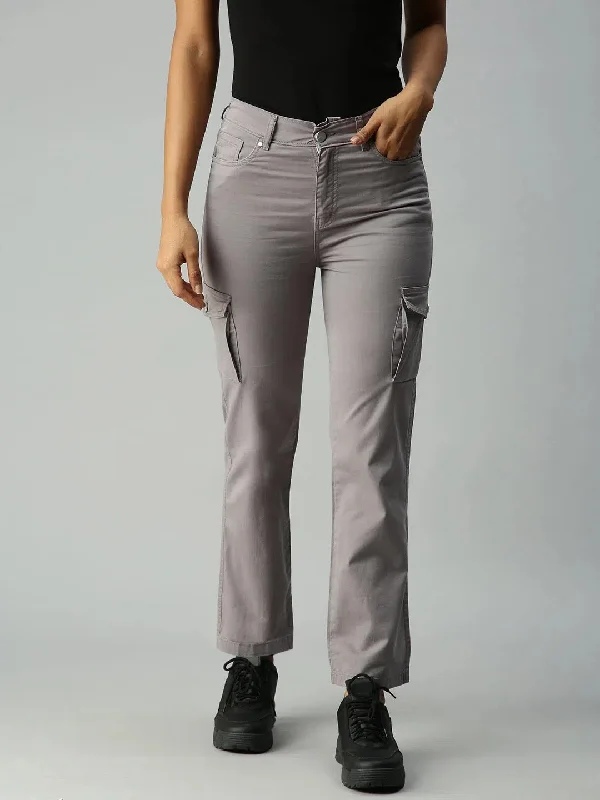 Women's Grey Solid Denim Straight Jeans-LTSF10324-Grey Trendy Vintage Denim Jeans