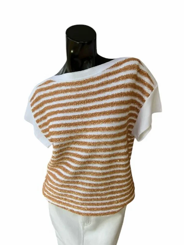 Women's Pullover Sweater In Caramel Fleece Fabric Down Fabric Feather Fabric