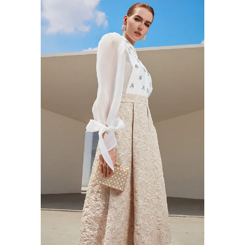 Maxi Textured Jacquard Skirt asymmetrical skirt cut