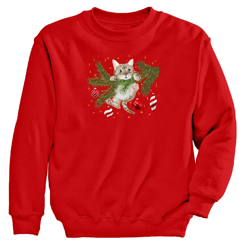 Christmas Kitty Women's Sweatshirt Hoodie with Strings Custom Fit Adjustable