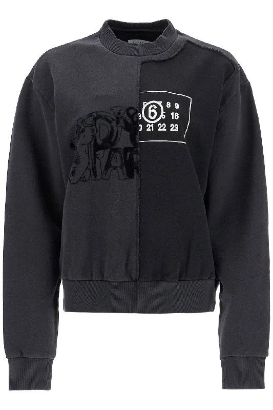 'party Bear & Numeric Sweatshirt  - Black Hoodie with Set-In Sleeves Structured Classic