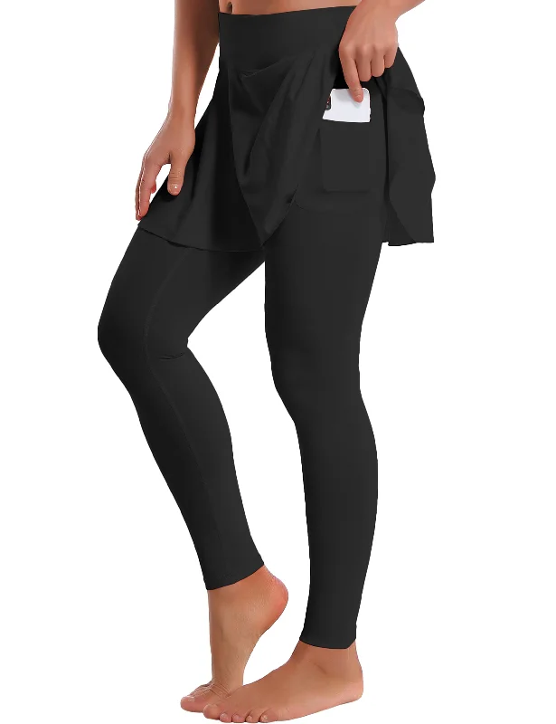 Athletic Tennis Golf Skort with Pocket Shorts black_Gym belted skirt waist