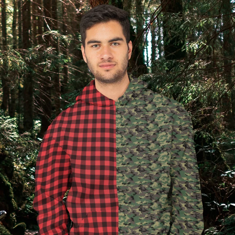 65 MCMLXV Unisex Red Buffalo Plaid and Camo Print Hoodie Hoodie Crop Top Short Trendy 65 MCMLXV Unisex Red Buffalo Plaid and Camo Print Hoodie Hoodie Crop Top Short Trendy