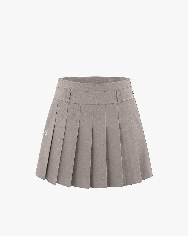 A-line pleated skirt - Beige chiffon skirt airy