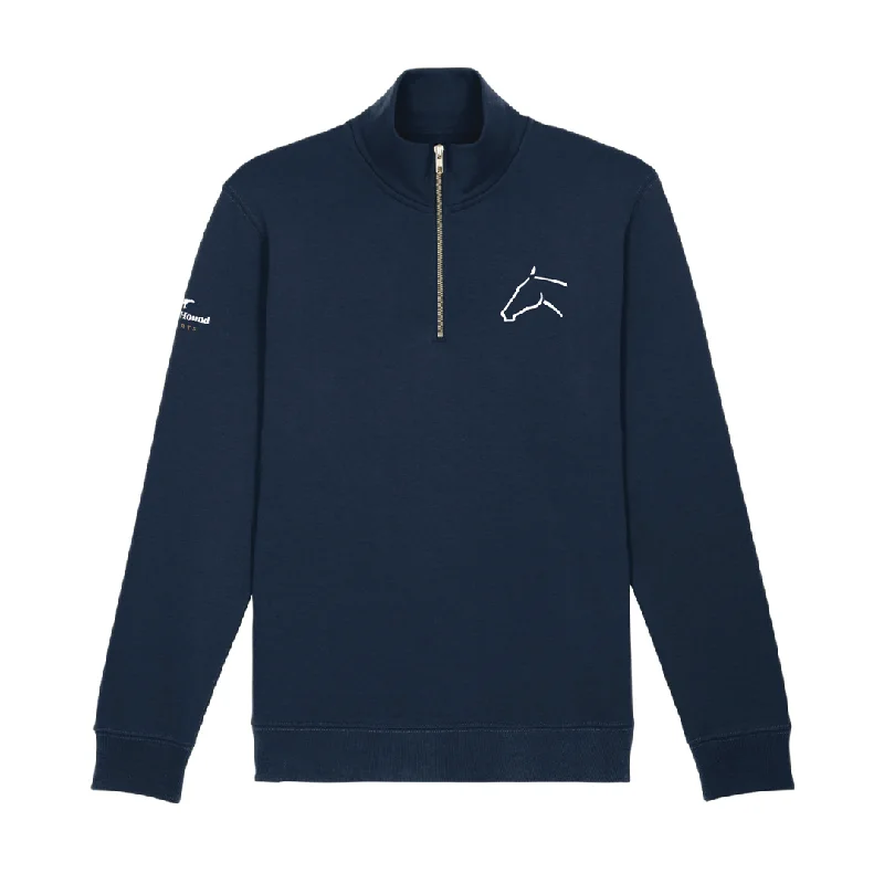 AACCP Classic Navy 1/4 Zip Sweatshirt Hoodie with Hem Patch Decorative Personalized
