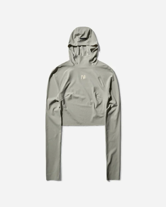 Women's Fear of God Athletics Base Layer Crop Hoodie Sesame Hoodie with Applique Textured Unique