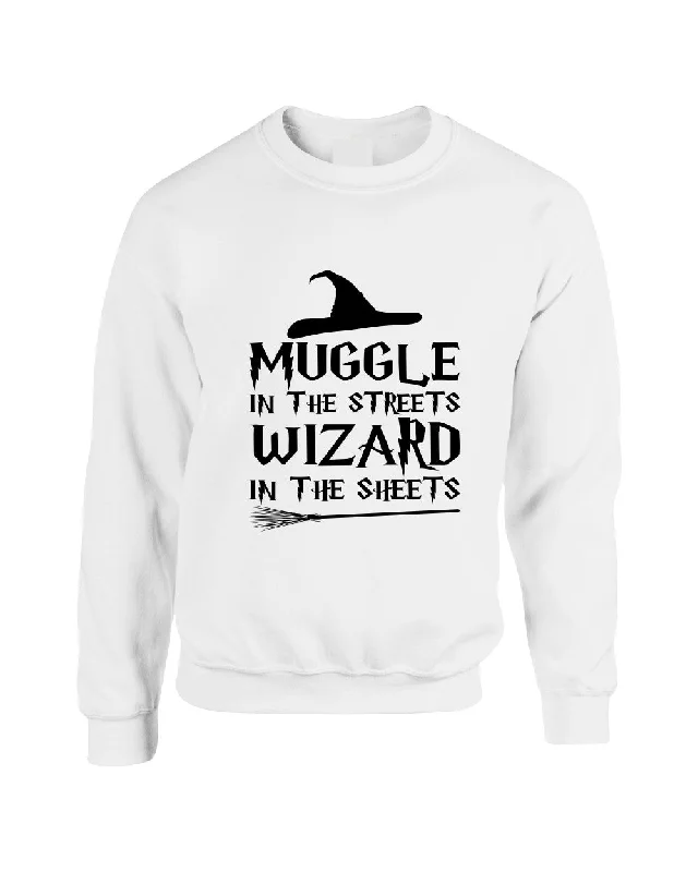 Adult Crewneck Muggle In The Streets Wizard In The Sheets Sweatshirt Hoodie with V-Neck Classic Versatile