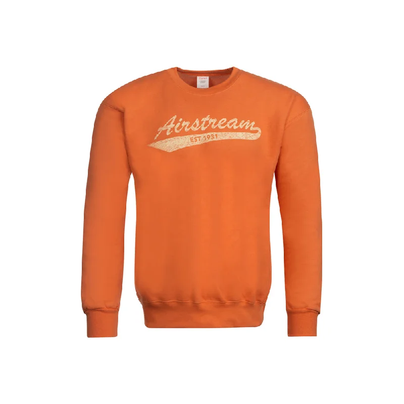 Airstream Collegiate Lightweight Fleece Crewneck Sweatshirt Hoodie with Button Placket Classic Preppy