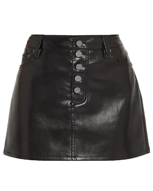 High Rise Vegan Leather Joss Mini Skirt in Black leather skirt bold