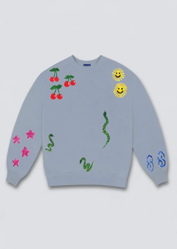 Art Doodles Puff Print Sweatshirt Hoodie Dress Longline Feminine
