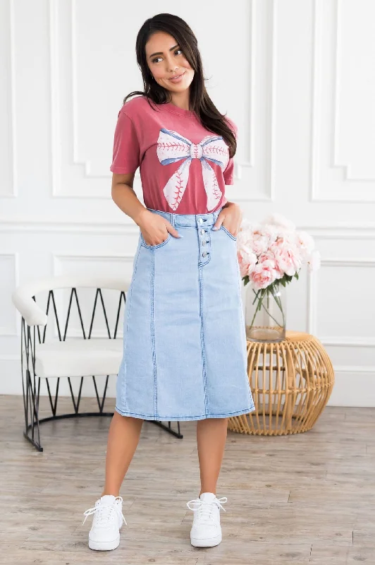 Baseball Ready Denim Skirt slim fit skirt