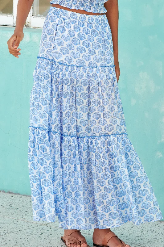 Bea Organic Cotton Skirt | Shell Marina Blue linen skirt breathable