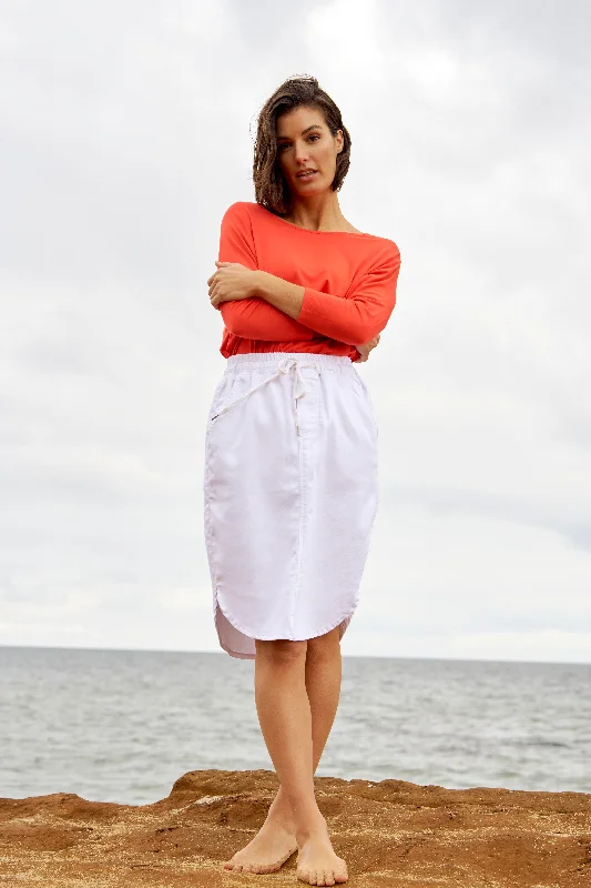 Betty Basics Alina Denim Skirt White pleated skirt texture