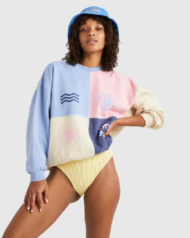 Billabong Later Days Kendall Crew Sweatshirt-Dusty Rose Hoodie with Hem Applique Textured Unique