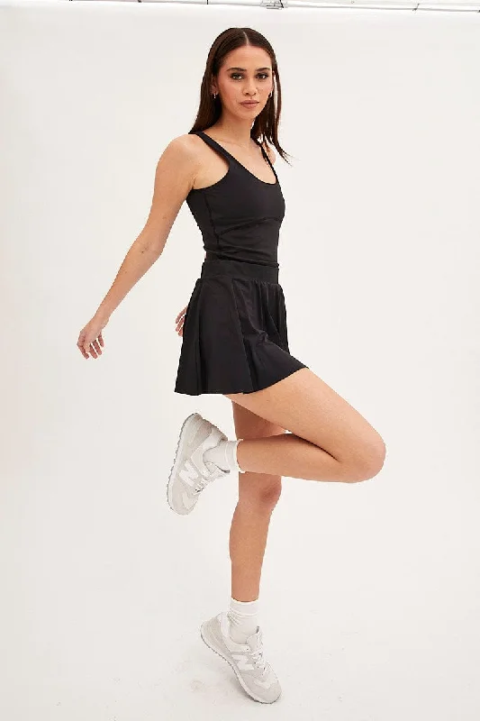 Black Flare Skort Skirt Activewear corduroy skirt durable