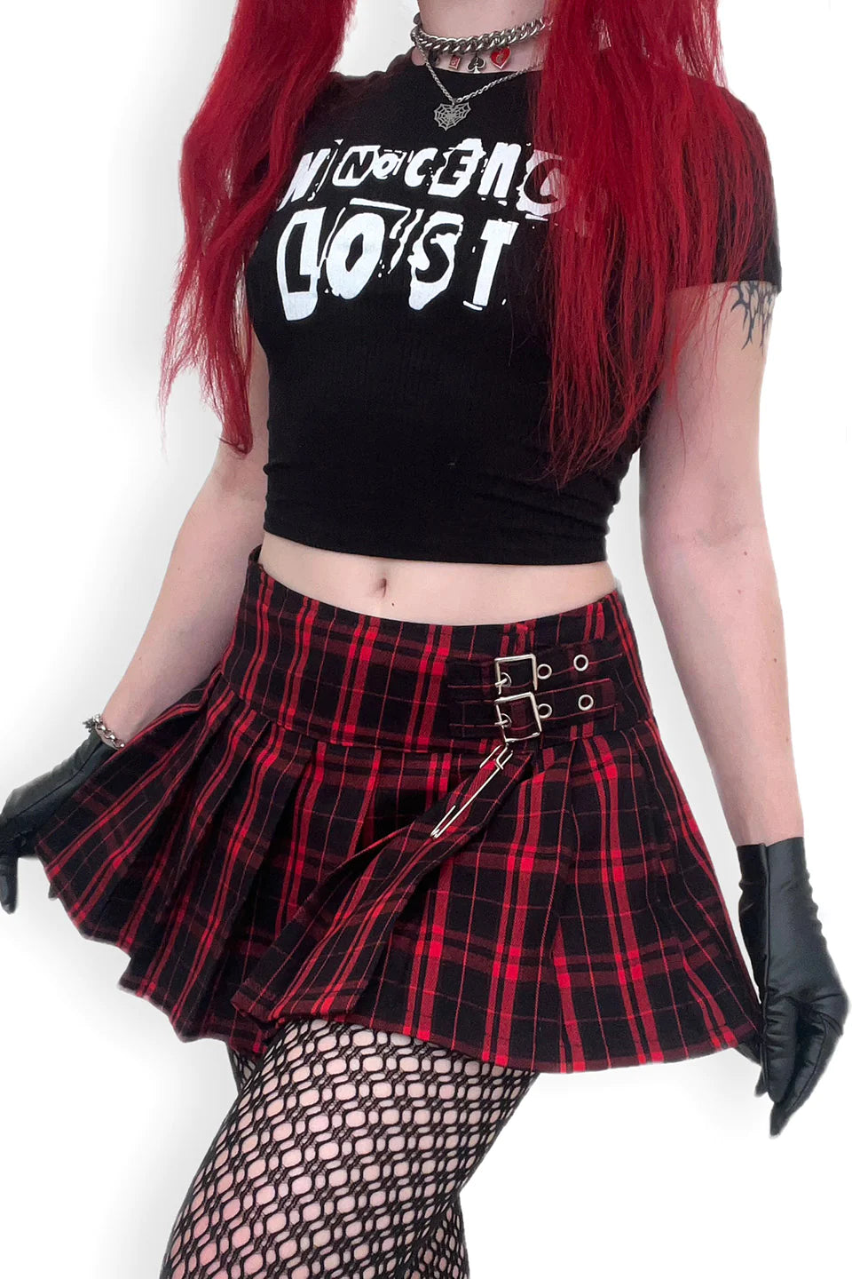 Black/Red Plaid World's End Mini Skirt lace skirt delicate