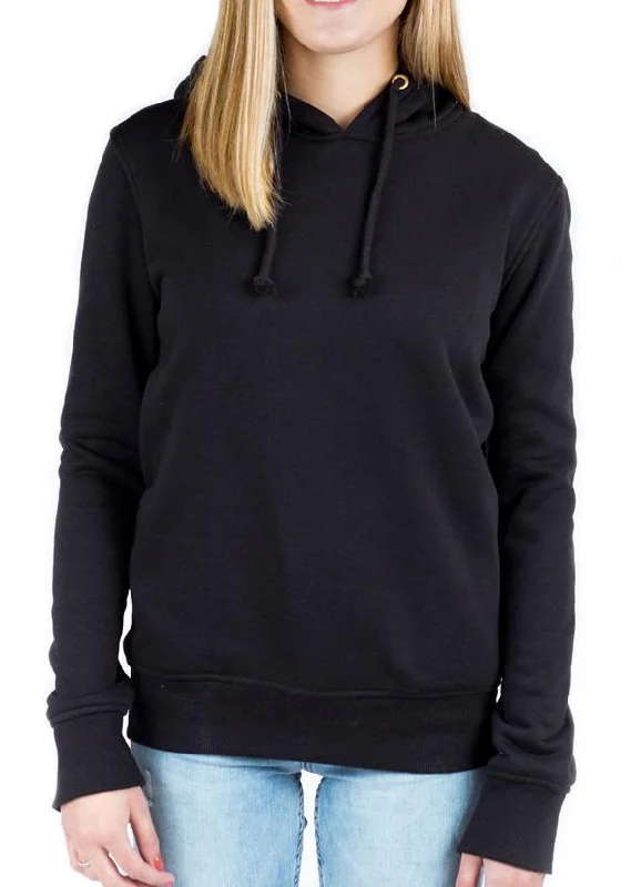 BLACK WOMEN HOODIE Hoodie with Raglan Sleeves Sporty Comfortable