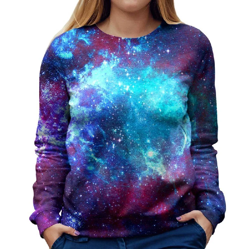 Blue Galaxy Womens Sweatshirt Hoodie with Relaxed Fit Easy Casual