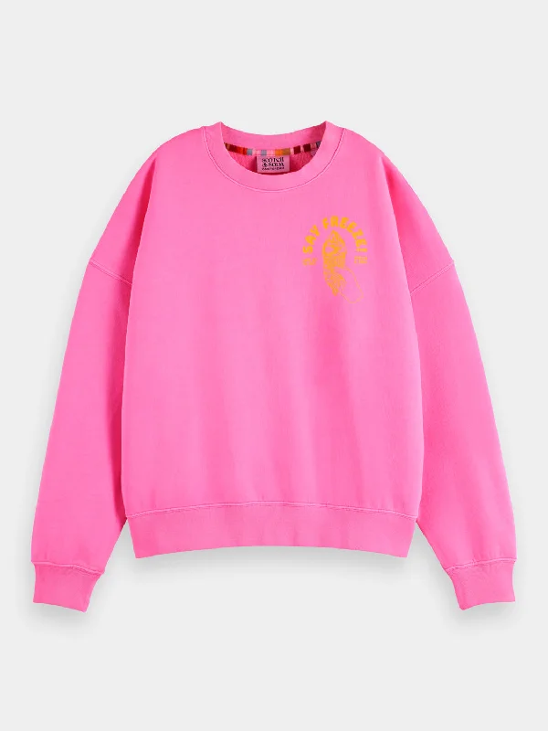 Boyfriend-fit garment-dyed sweatshirt Hoodie with Applique Textured Unique