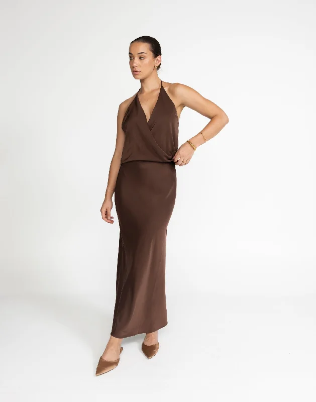 Cabaret Maxi Skirt (Cocoa) cotton skirt soft