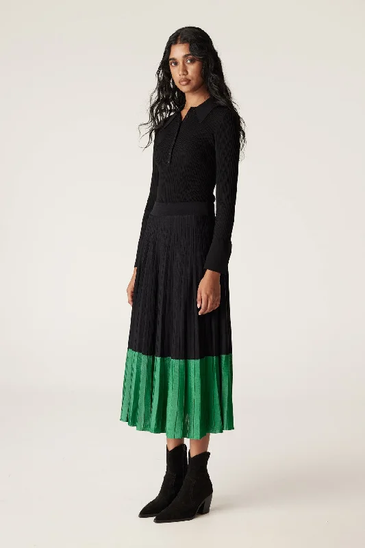 CABLE Crepe Contrast Skirt linen skirt natural