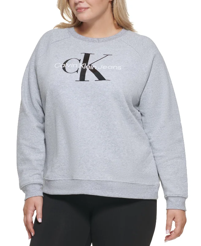 Calvin Klein Jeans Trendy Plus Size Size Graphic Sweatshirt Hoodie with Back Slit Movement Comfort