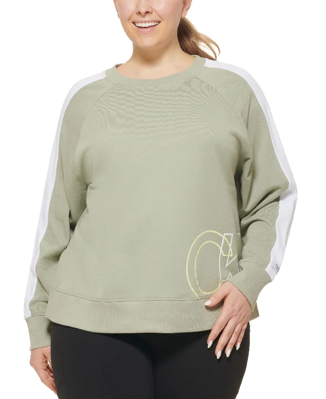 Calvin Klein Performance Plus Size Logo Sweatshirt Hoodie with Cuffed Sleeves Snug Secure Calvin Klein Performance Plus Size Logo Sweatshirt Hoodie with Cuffed Sleeves Snug Secure