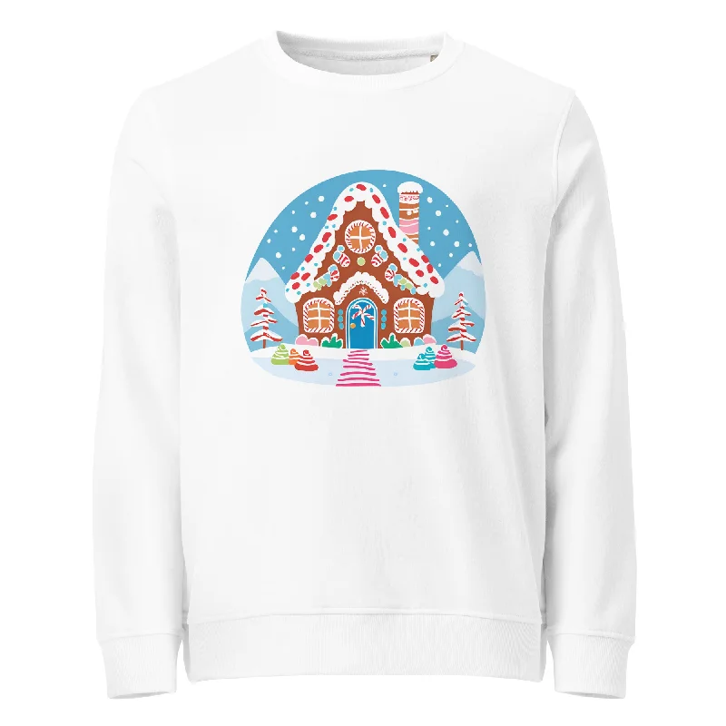 Candy Cottage Graphics Women Organic Sweatshirt Hoodie with Puffed Sleeves Voluminous Trendy