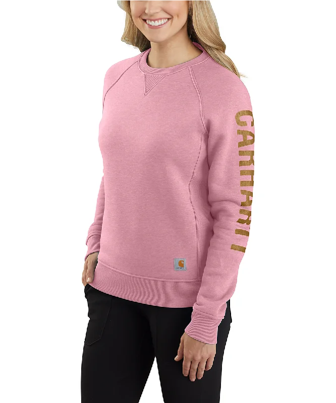 Carhartt Women's Midweight Logo Crew Neck Sweatshirt - Foxglove Hoodie with Tied Waist Feminine Flattering