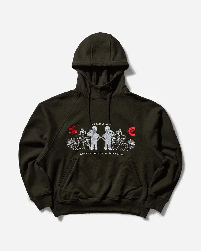 Men's Intercommunication Big Heavy Hoodie Black Graphic Hoodie Design Print