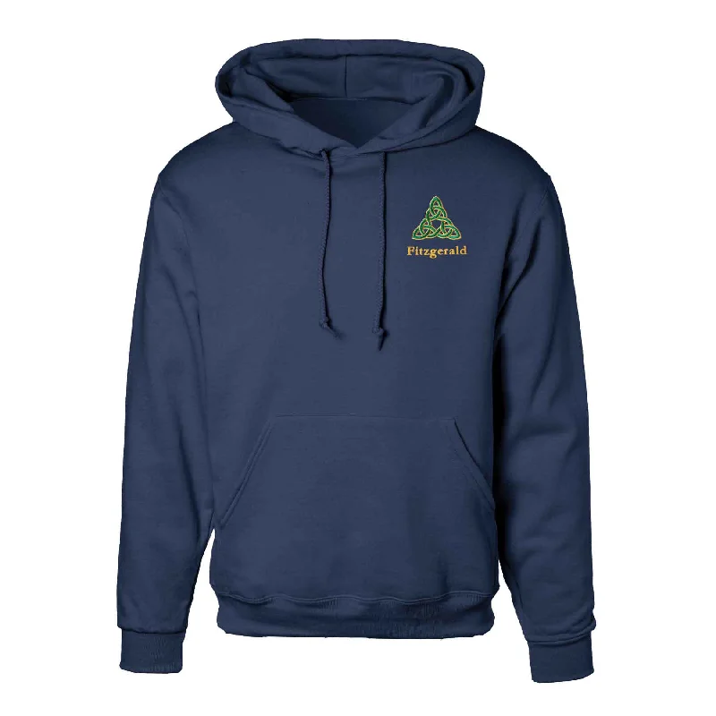 Celtic Triangle Knot Embroidered Personalized Hoodie- Navy Hoodie with Cropped Fit Short Trendy