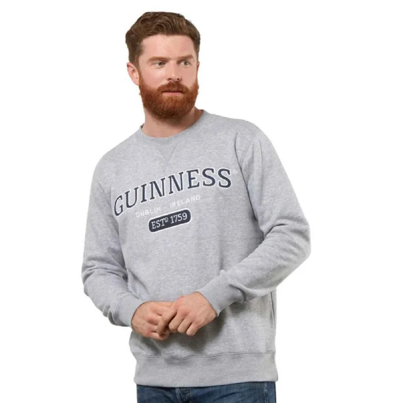 Guinness Grey Crew Neck Sweatshirt Hoodie with Thumb Holes Functional Cozy