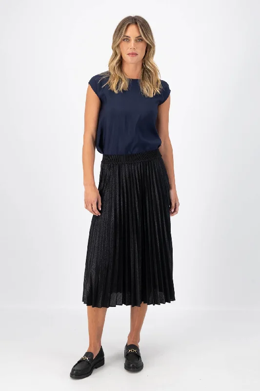 Champagne Pleat Skirt Black denim skirt stylish