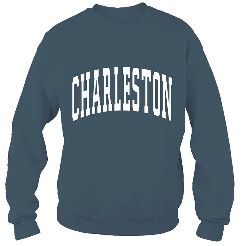 Charleston Crewneck Sweatshirt Hoodie with Mock Neck Collared Structured